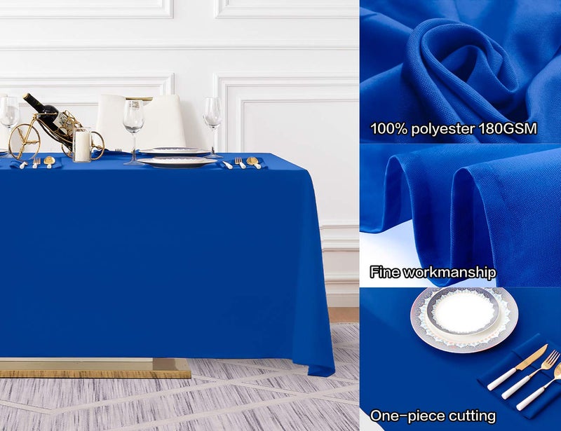Surmente Blue Tablecloth 90 x 132-inch Rectangular Polyester Table Cloth for Weddings, Banquets, or Restaurants - Image 2